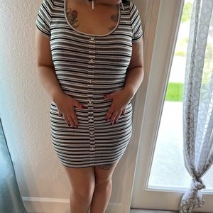 Black and white striped mini dress